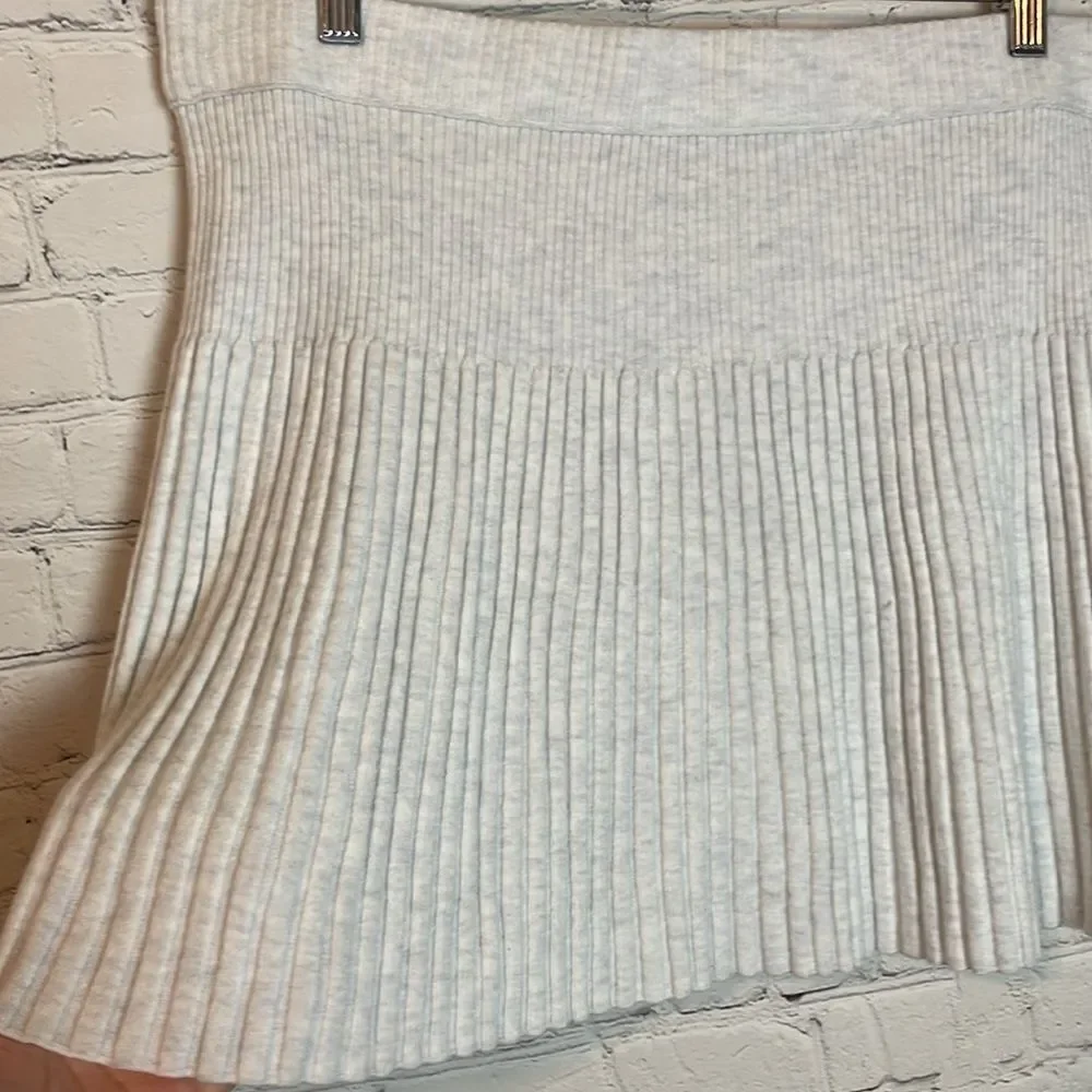 Aerie High Rise Ribbed Knit Stretch Mini Skirt Grey NWT Women's Size XL